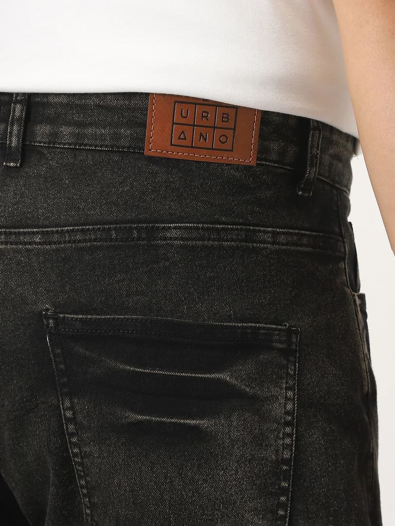 Plus Men's Black Straight Fit Heavy Washed Jeans Stretchable — photo 6
