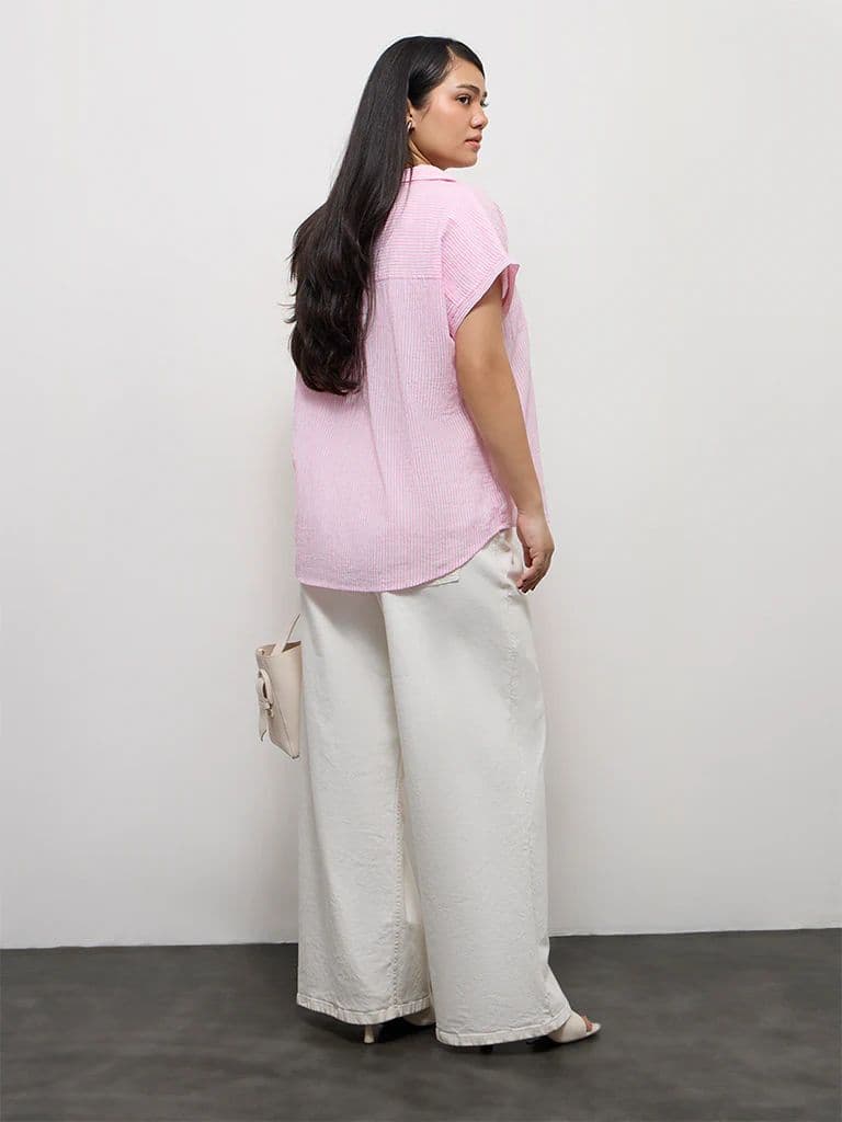 Gia Pink Striped Cotton Shirt — photo 4