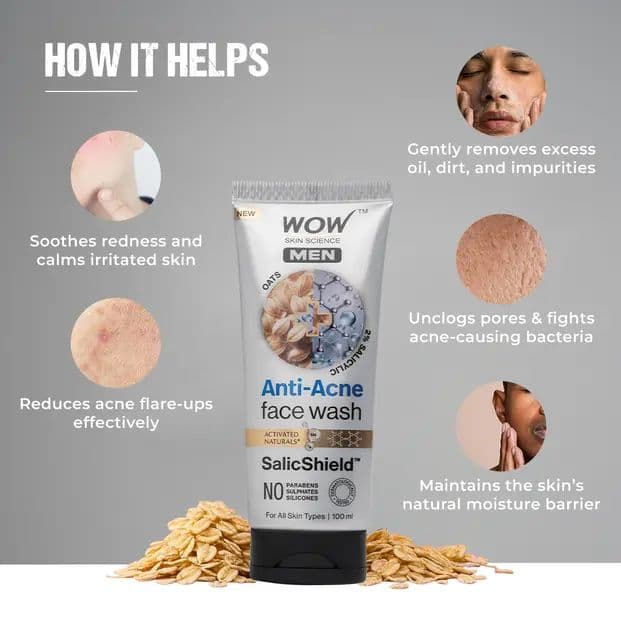 Oat Extract Salicylic Acid Anti Acne Face Wash Clearer Skin Daily