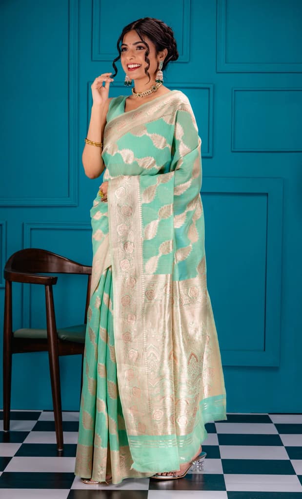 Mimosa Women's Woven Design Banarasi Style Art Silk Saree With Blouse Piece : SA00001773RMFREE — photo 4