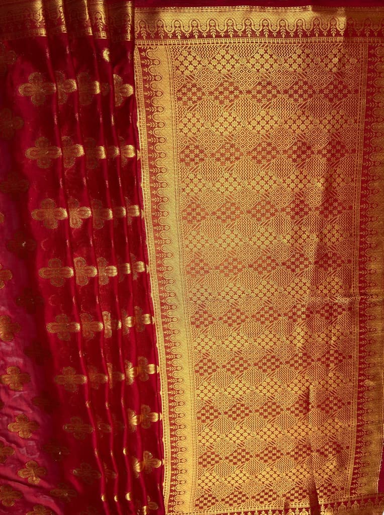 MIMOSA Women's Woven Design Mysore Silk Style Crepe Saree with Blouse Piece - Maroon ( SA00003122MRFREE ) — photo 7
