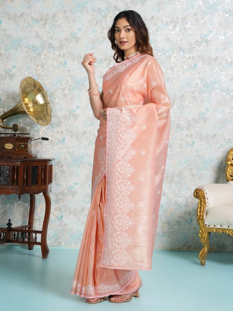 Mimosa Women's Woven Design Banarasi Style Tissue Crush Saree With Blouse Piece : SA00002011PCFREE — photo 3