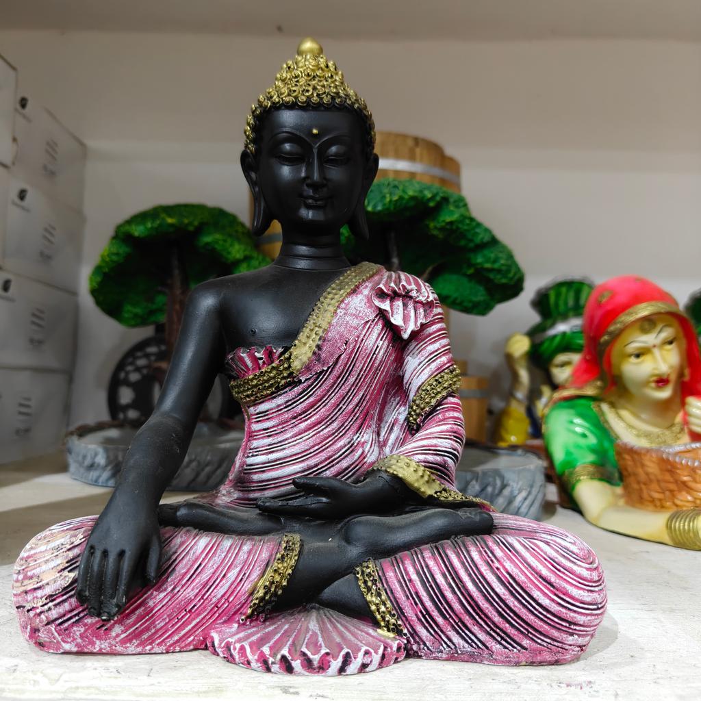 Black Statue of Buddha | Meditation | Decorative | Gold