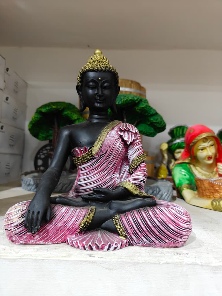 Black Statue of Buddha | Meditation | Decorative | Gold