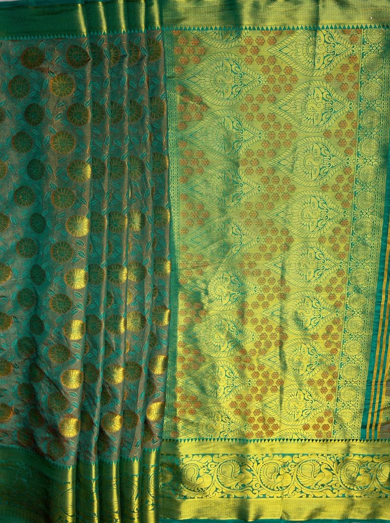MIMOSA Women's Woven Design Kanjivaram Style Art Silk Saree with Blouse Piece - Rama ( SA00003146RMFREE ) — photo 7