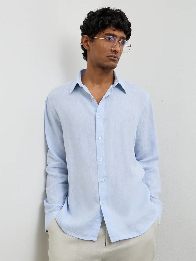 Ascot Light Blue Relaxed-Fit Linen Shirt — photo 4