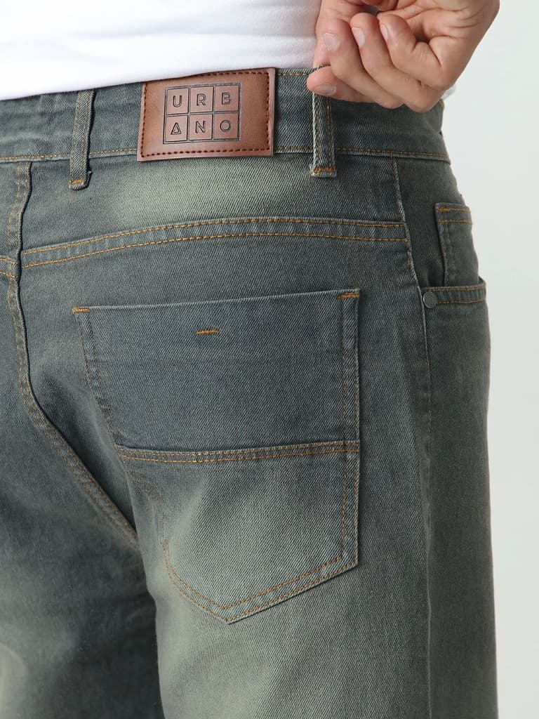 Men's Dark Grey Straight Fit Heavy Washed Jeans Stretchable — photo 6