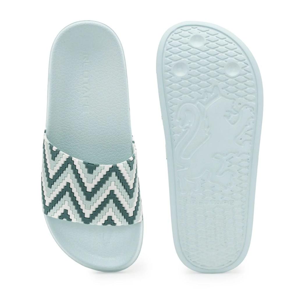 Womens Sliders in Green and White | Casual Pool Sliders — photo 5
