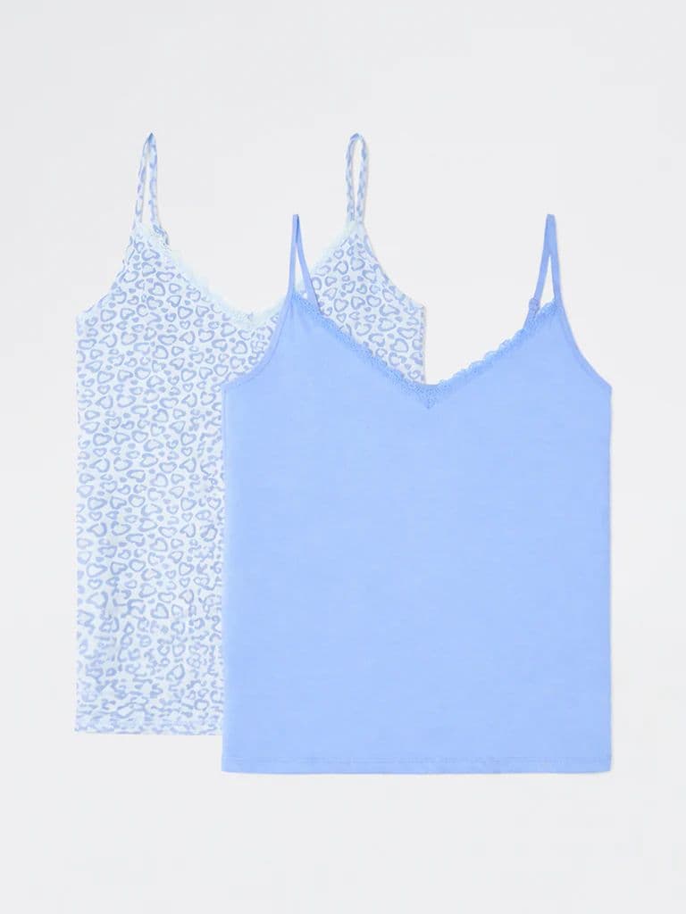 Superstar Blue Printed Cotton-Blend Camisoles - Pack of 2 — photo 2