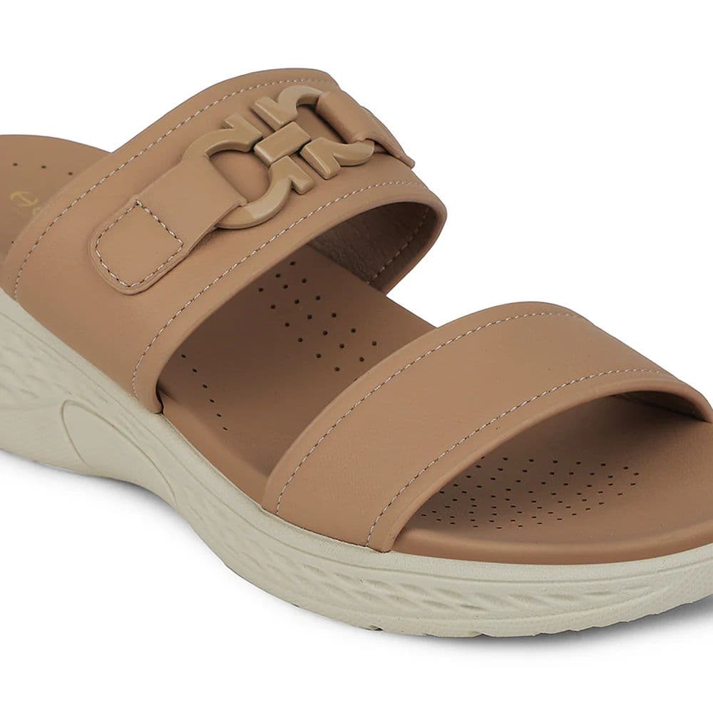 Healers Beige Wedge Heel Sandal For Women ZQ-FD-50 By Liberty — photo 4