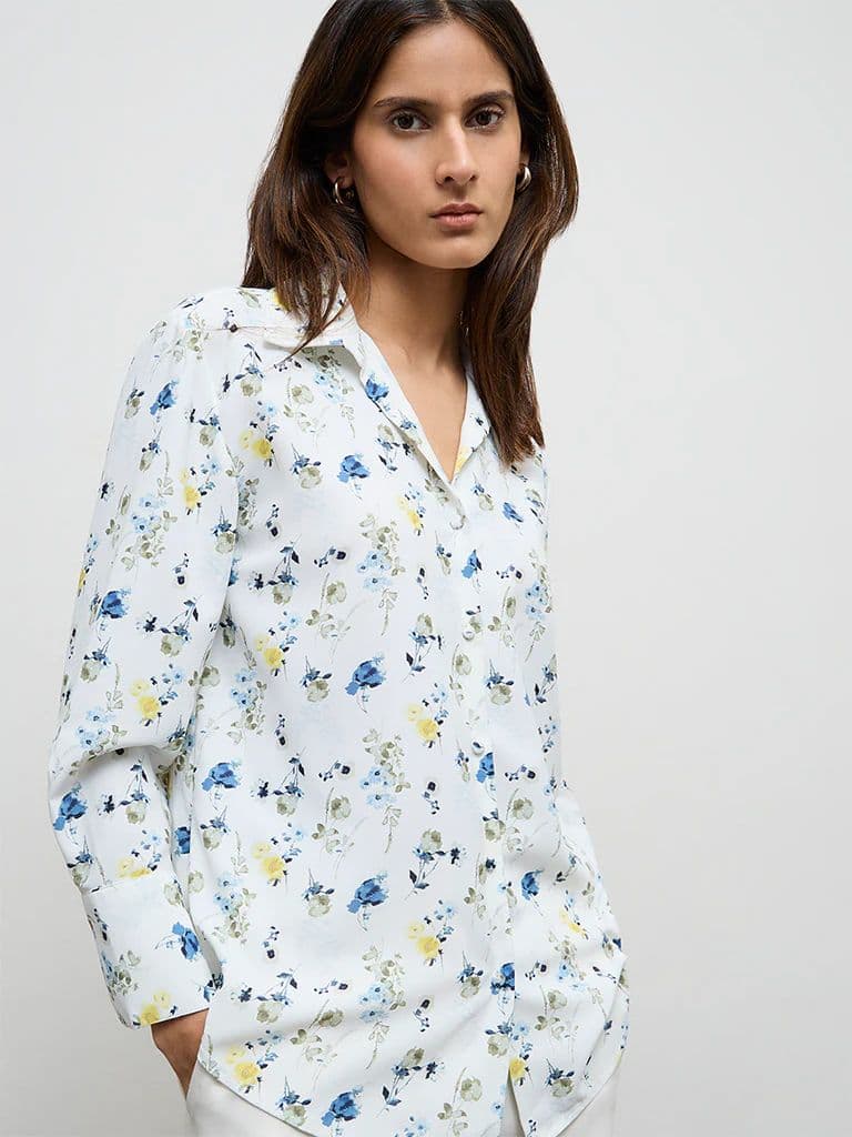 Wardrobe Ivory Floral Printed Shirt