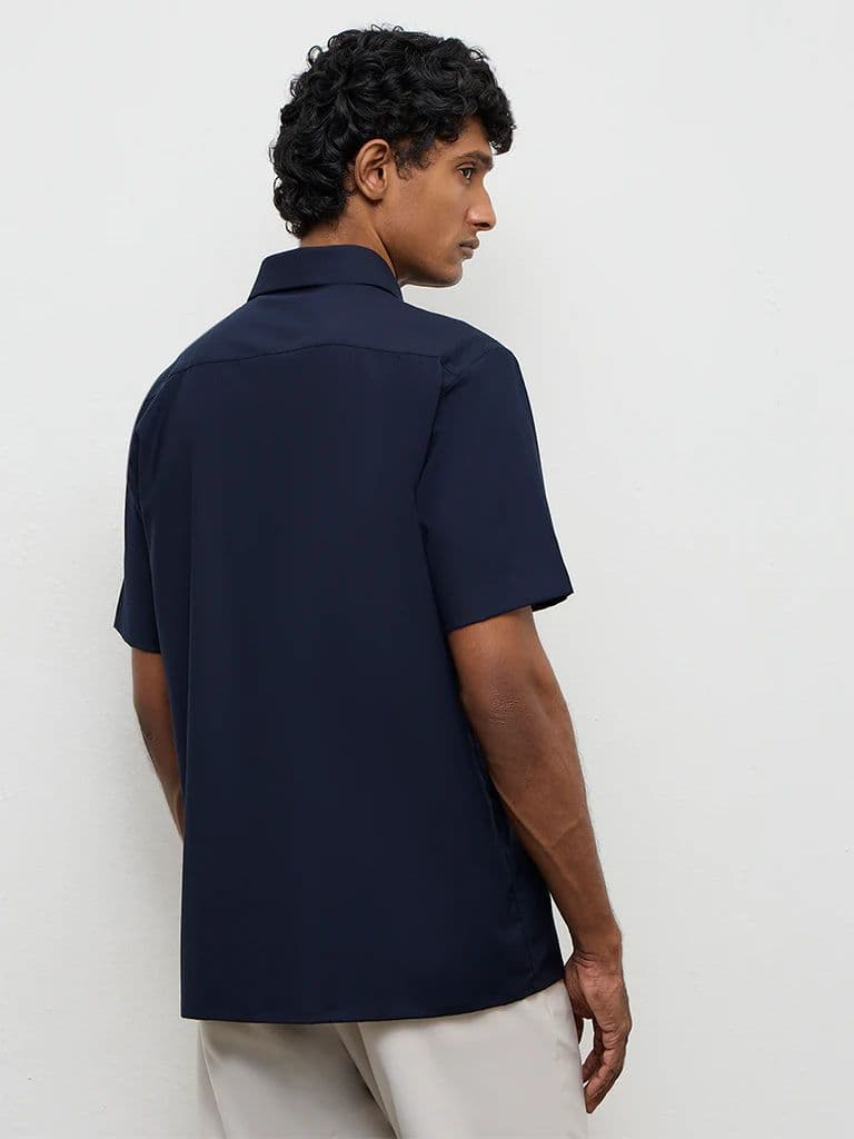 WES Formals Navy Slim-Fit Shirt — photo 4