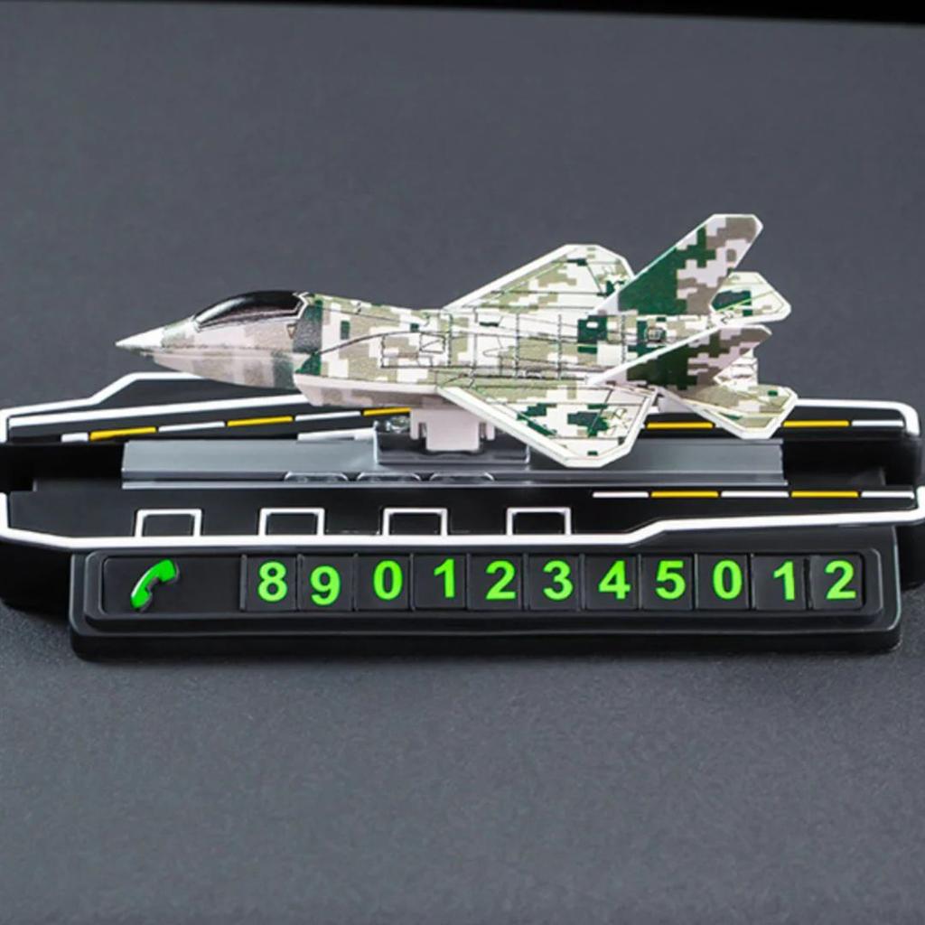 Sliding Fighter Jet Dashboard Decor – With Hidden Phone Number Display — Green