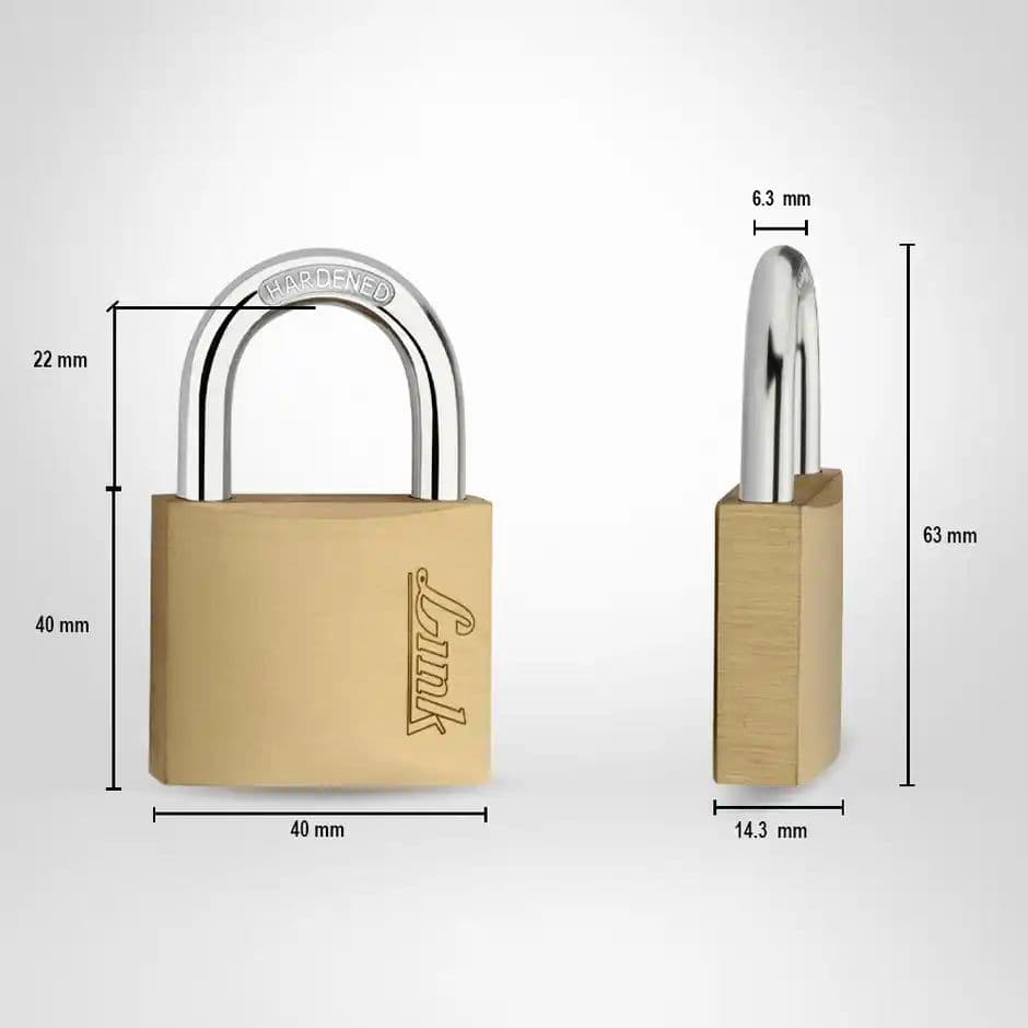 Link Solid brass body with double locking mechanism PT-40 mm New Lock | Hardened Shackle |Padlock — photo 3