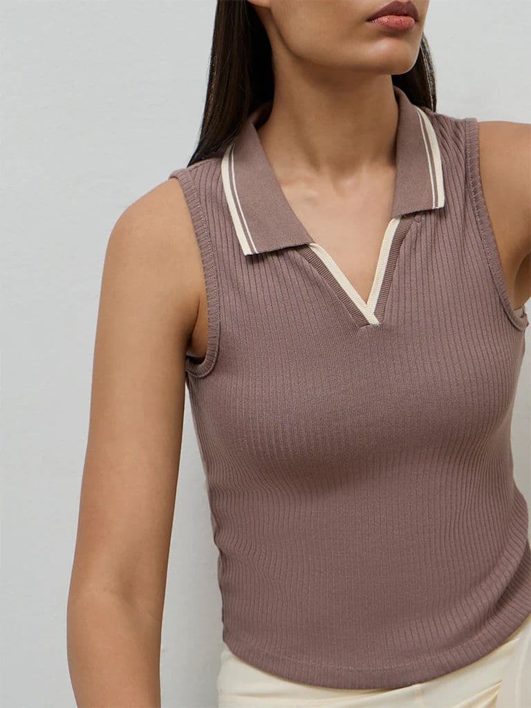 Nuoflexx Mauve Ribbed Top — photo 3
