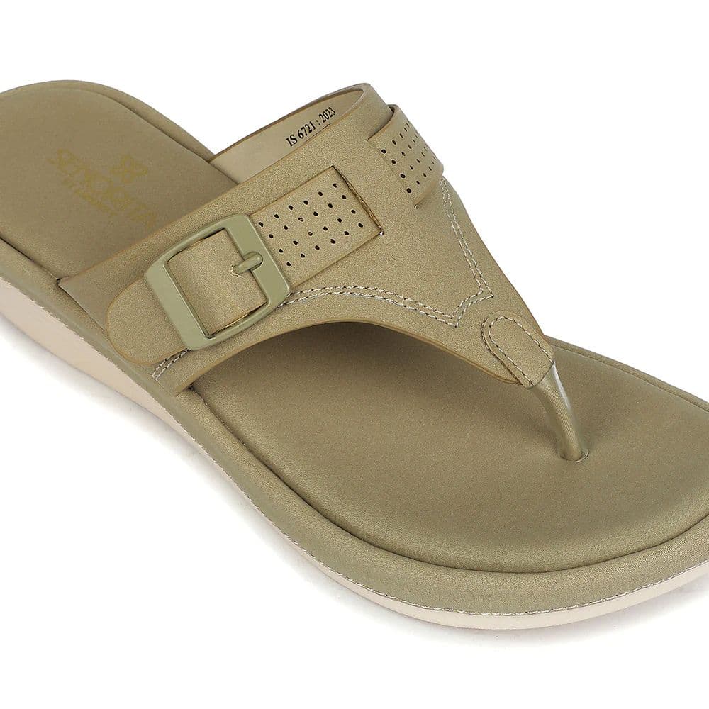 Senorita Beige Casual Wedge Heel Sandal for Women SGL-11 by Liberty — photo 5