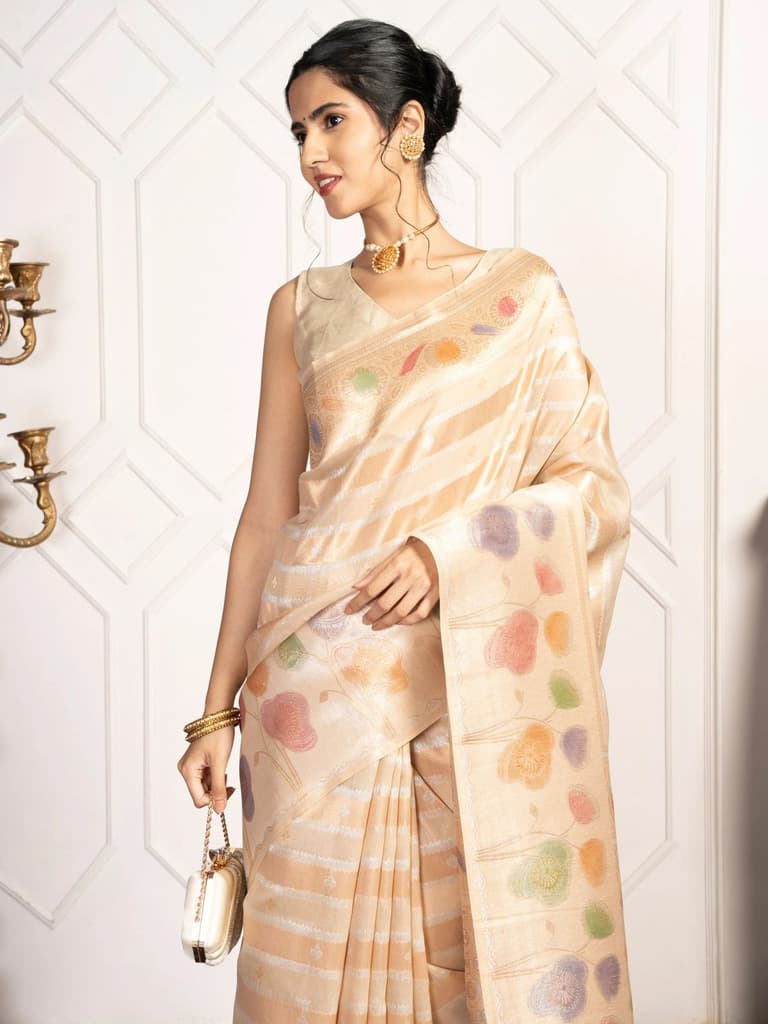 Mimosa Women's Woven Design Banarasi Style Art Silk Saree With Blouse Piece : SA00002064CKFREE — Chiku