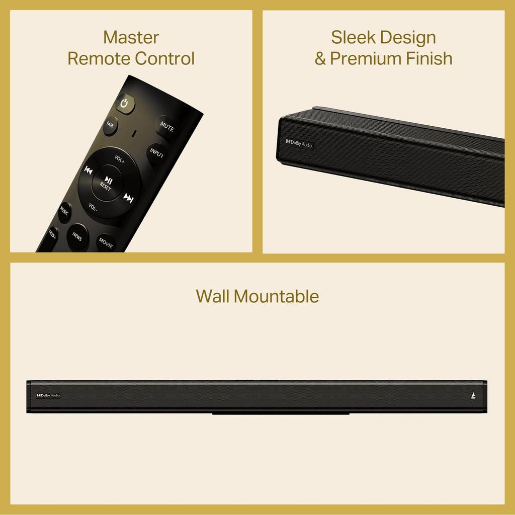 boAt Aavante 2.1 3050D | 2.1 Channel Soundbar with Dolby Audio, Wireless Subwoofer & 300W RMS Sound