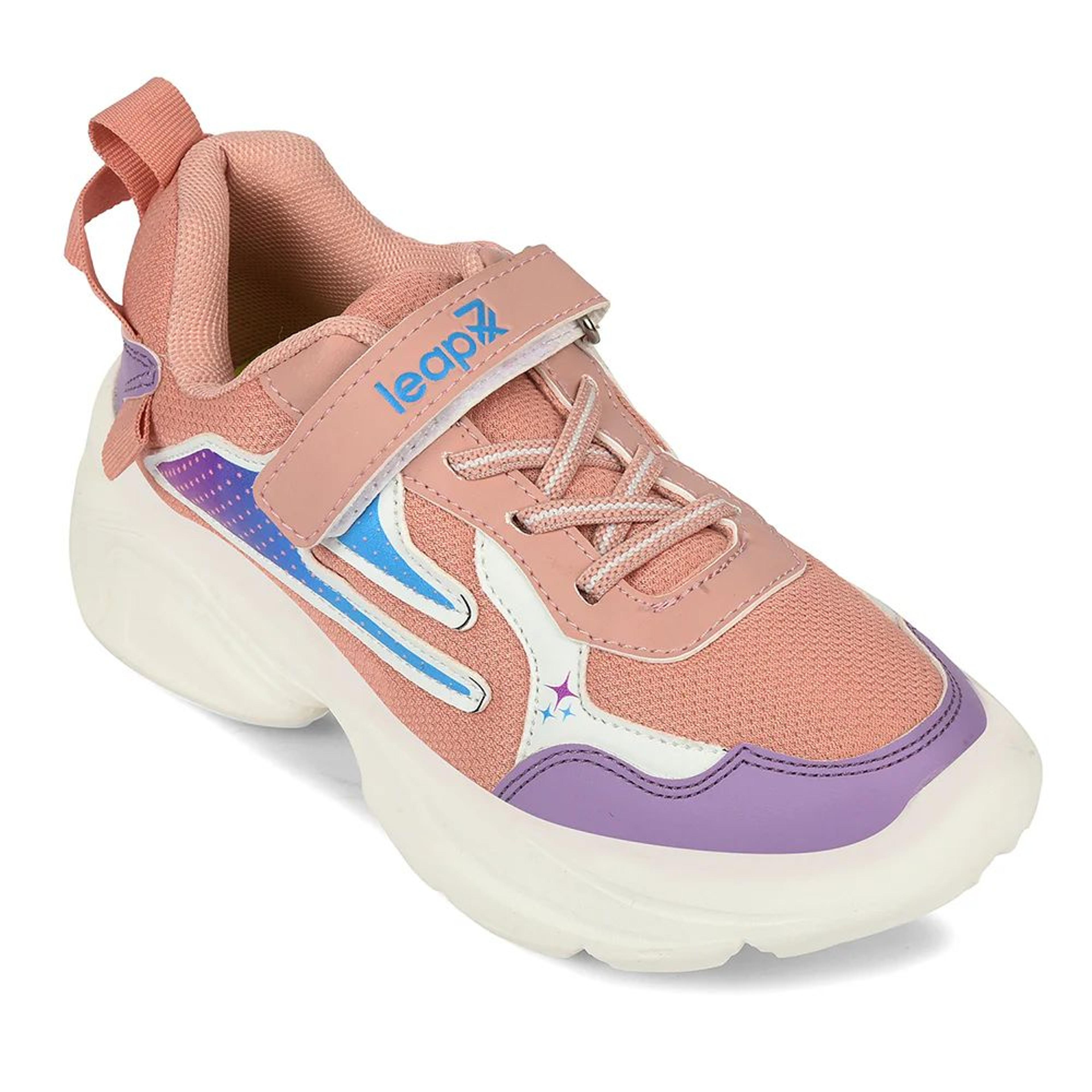 Leap7x Peach Sports Non Lacing Walking Shoes For Kids ZEOX-2 By Liberty