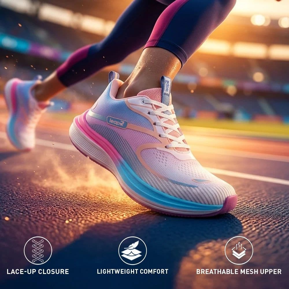 Leap7x SINESTAR-E Pink Sports Lacing Running Shoes For Women By Liberty — photo 3