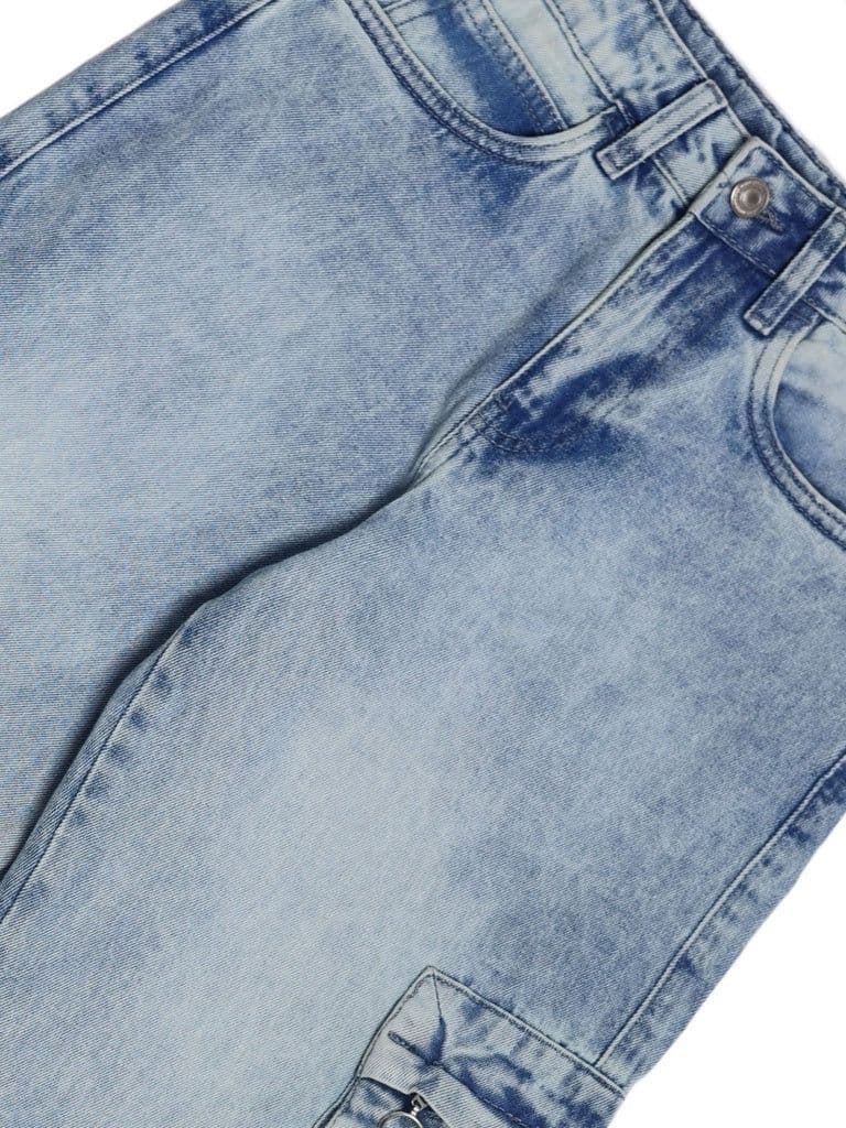Y&F Kids Boys Light Blue Cargo Pocket Skater-Fit Jeans — photo 5