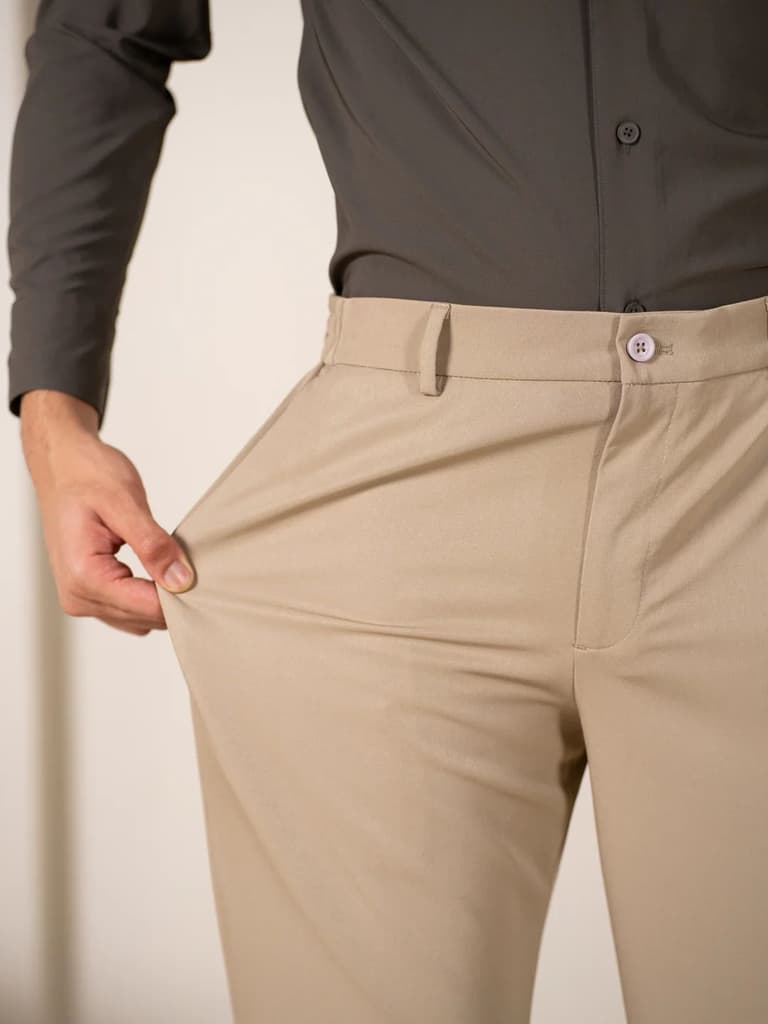 Uncommon Beige 247 Relaxed Fit Smart Formal Trousers — photo 3