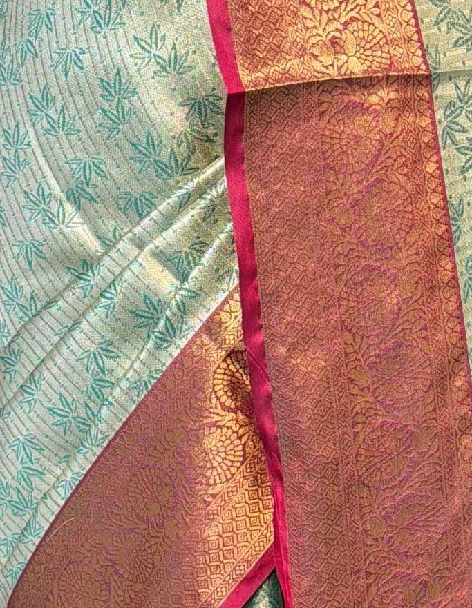 MIMOSA Women's Woven Design Kanjivaram Style Art Silk Saree with Blouse Piece - Rama (SA00002477RMFREE) — photo 6