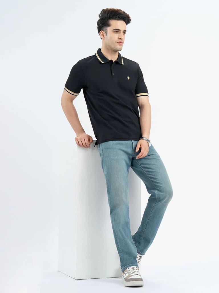 T Shirts for Men in Black | Polo Half Sleeve T Shirt — photo 5