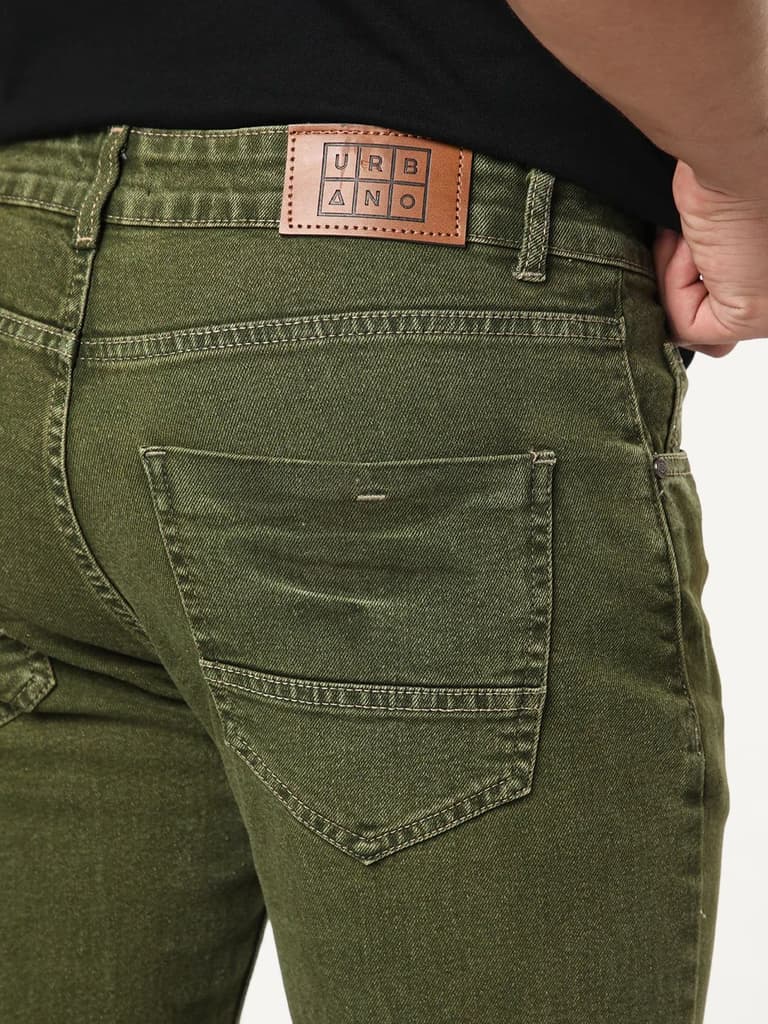 Men's Light Green Regular Fit Acid Washed Denim Jeans Stretchable — photo 6