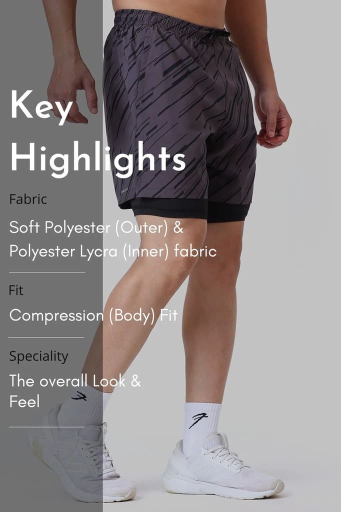 2 in 1 Printed Compression Shorts Graphite — photo 6