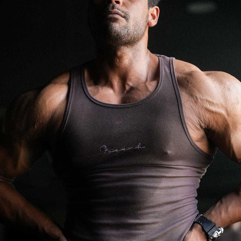 Ribbed Tank Brown