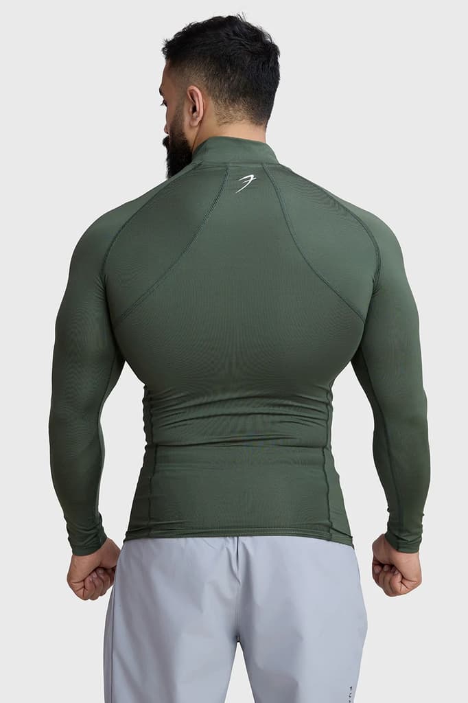 High Neck Compression Full Sleeves T-shirt Olive — photo 8