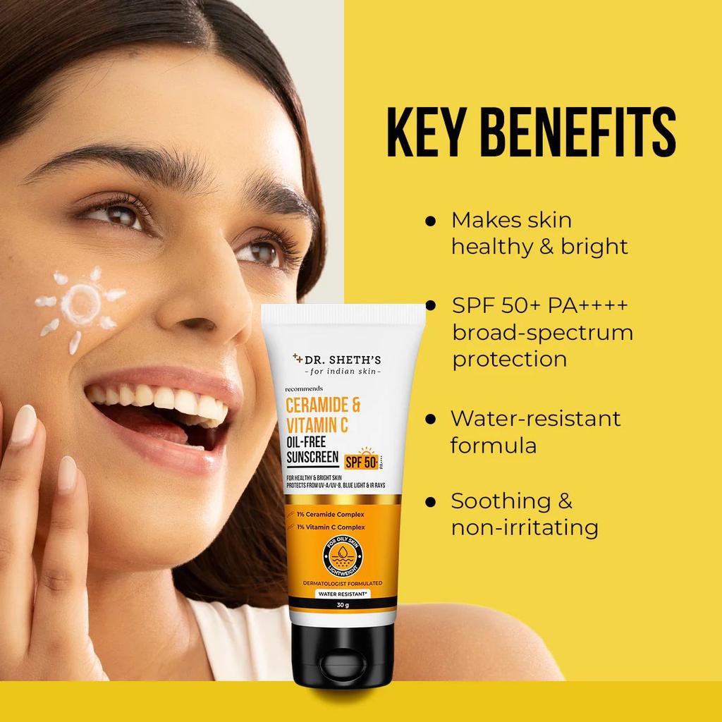 Ceramide & Vitamin C Oil Free Sunscreen - 30g (Pack of 2)