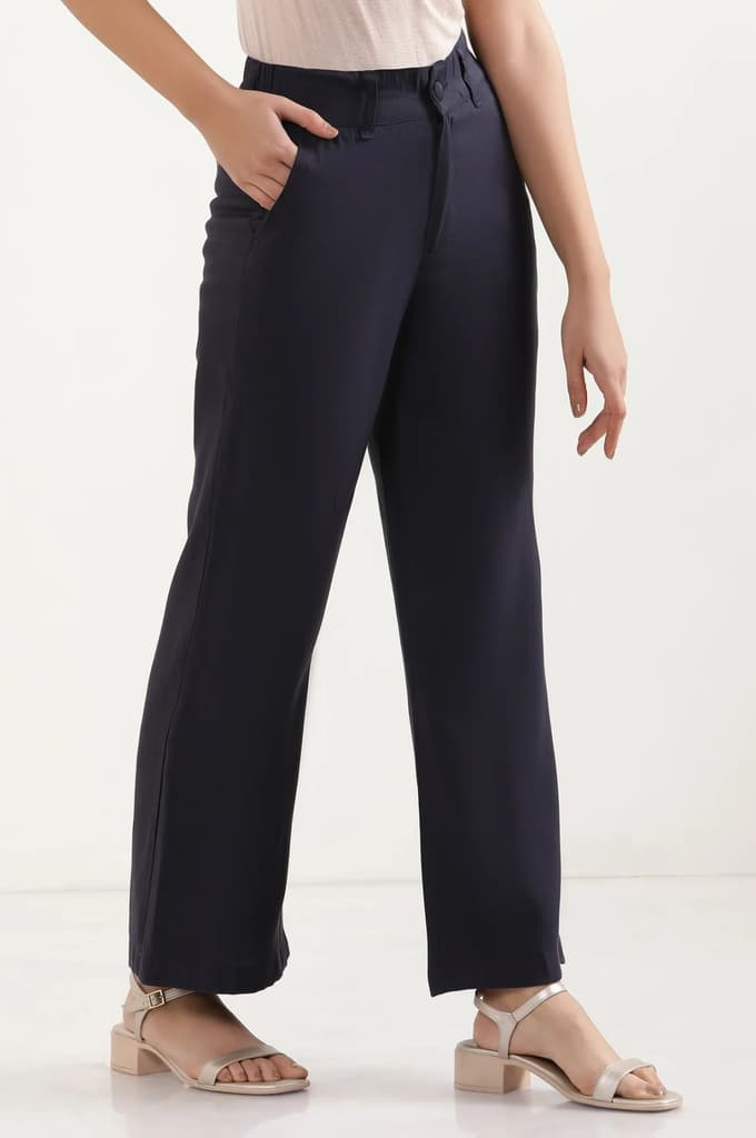 Blue Boot Cut Fir Straight Pants — photo 5