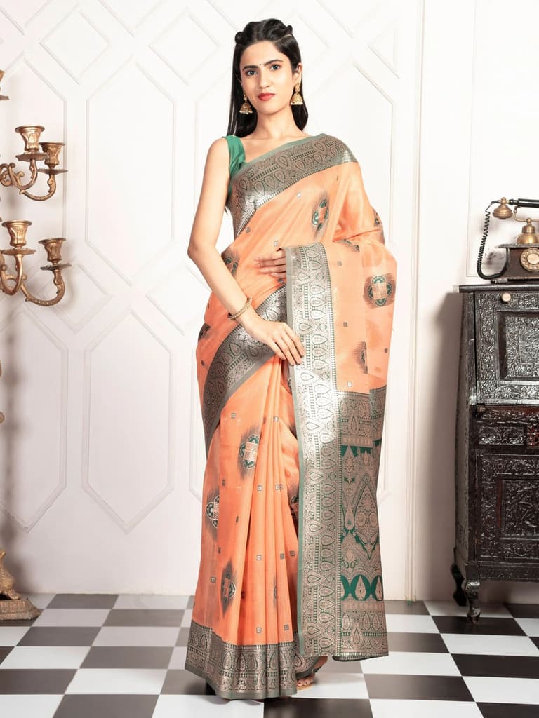 Mimosa Women's Woven Design Kanjivaram Style Art Silk Saree With Blouse Piece : SA00002066PCFREE — photo 2