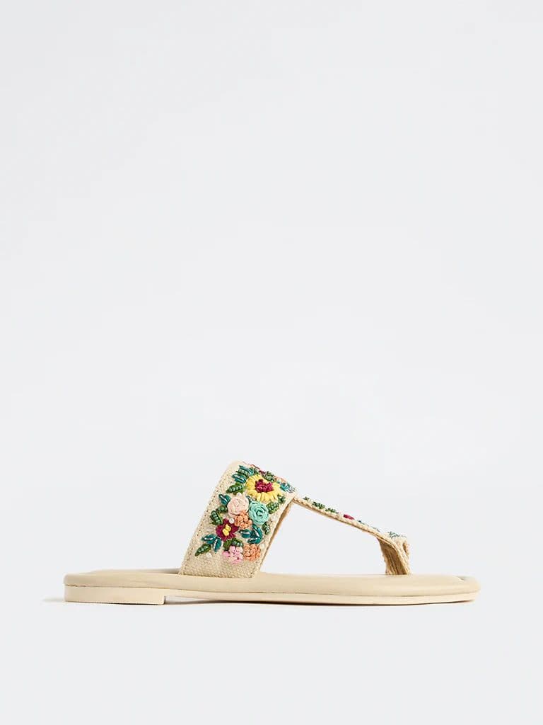 LUNA BLU Multicolor Floral-Embroidered Kolhapuri Sandals — photo 3