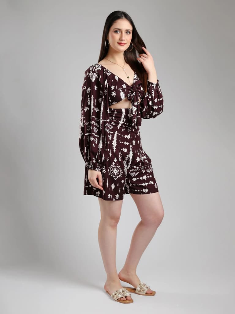 Elowen Abstract Playsuit- Brown — photo 4