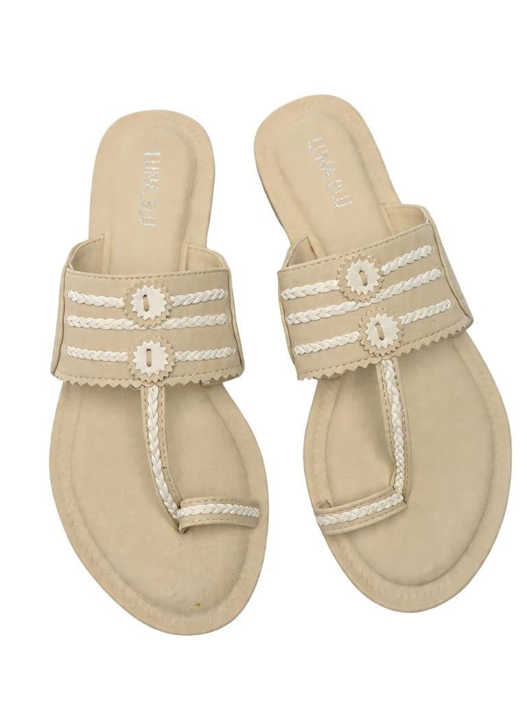 LUNA BLU Ivory Braided Strap Flat Kolhapuri Sandals — photo 3