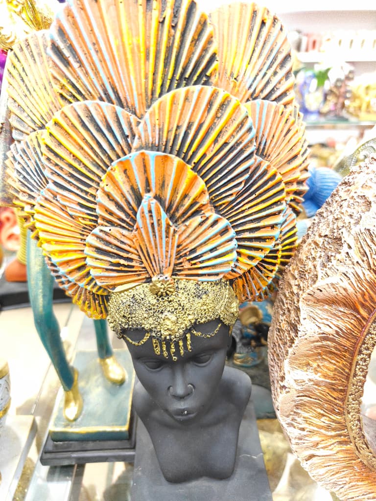 Black Hair Statue | Art Deco | Ceramic | Black
