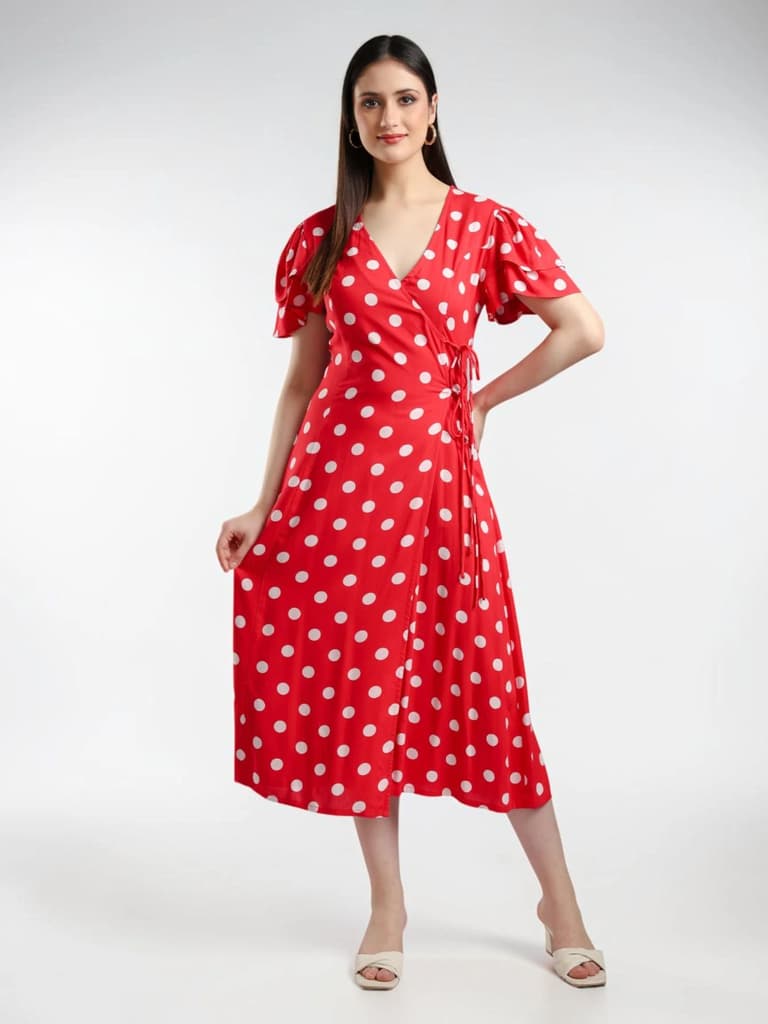 Aysel Polka dot Midi Dress - Red — photo 2