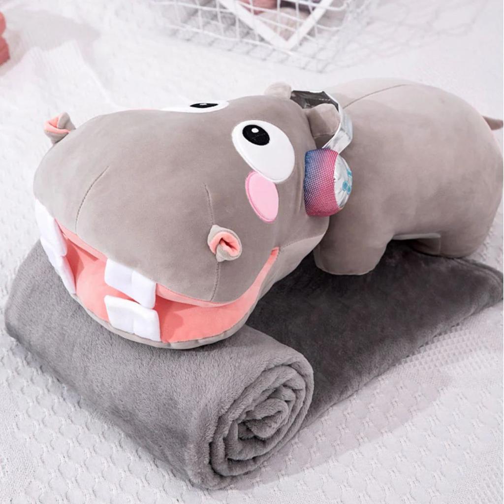 Hippo Plush Pillow with Blanket | Cute Collectibles for Kids — photo 2