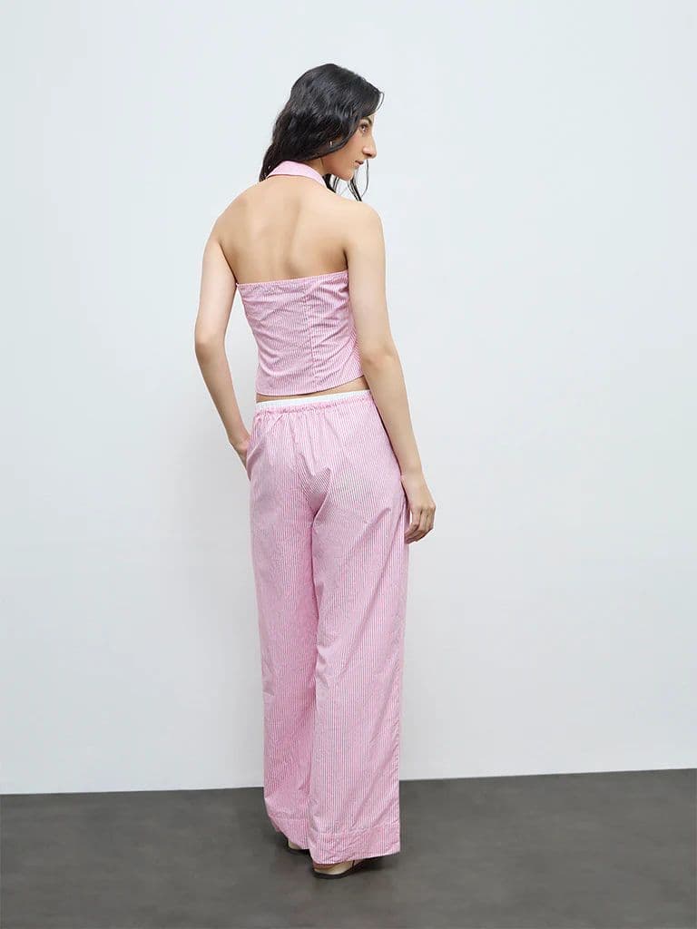 Nuon Pink Striped High-Rise Pants — photo 4