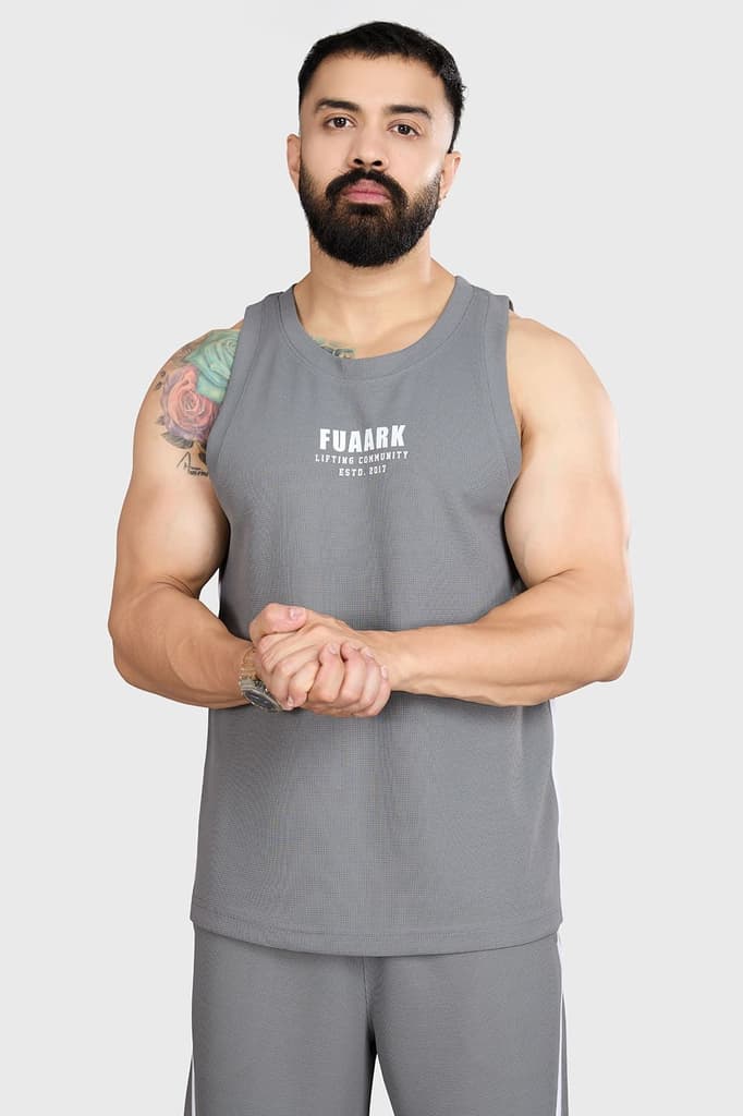 Drip Oversized Tank Dark Grey — S