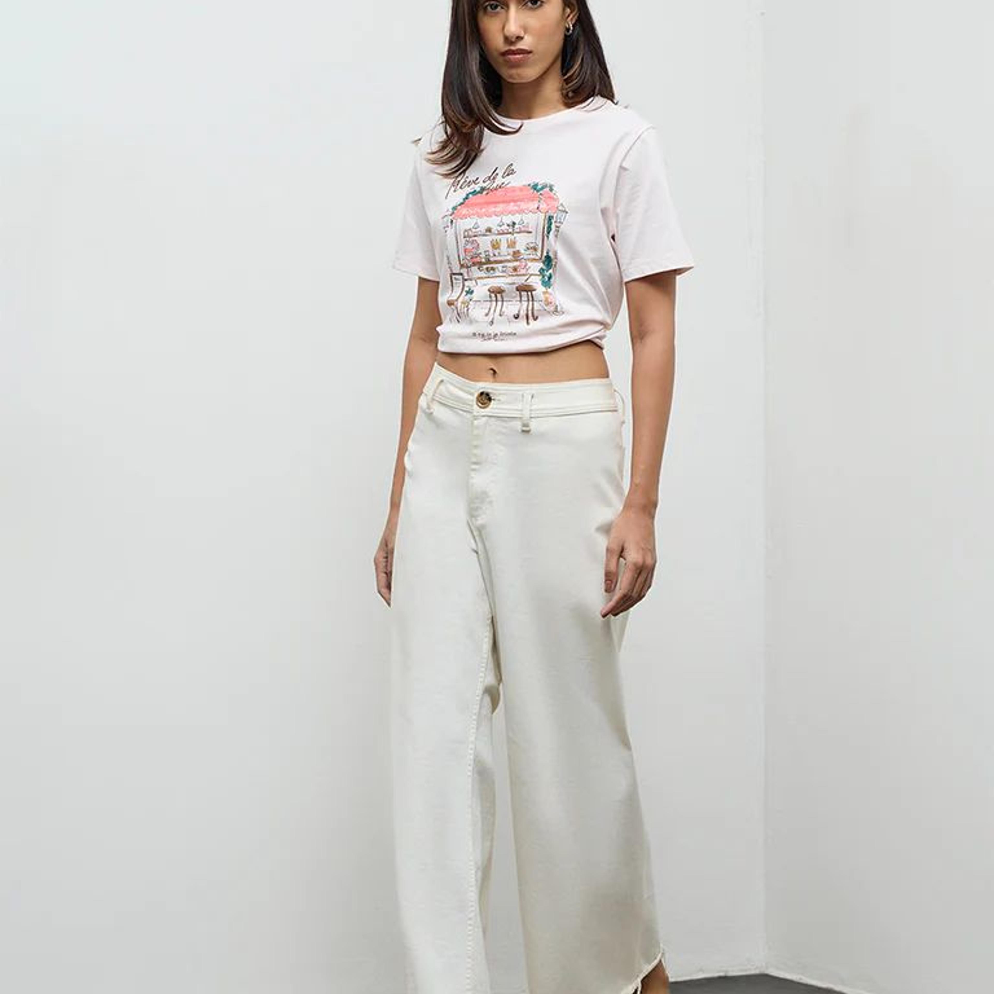 LOV Light Pink Printed Cotton T-Shirt