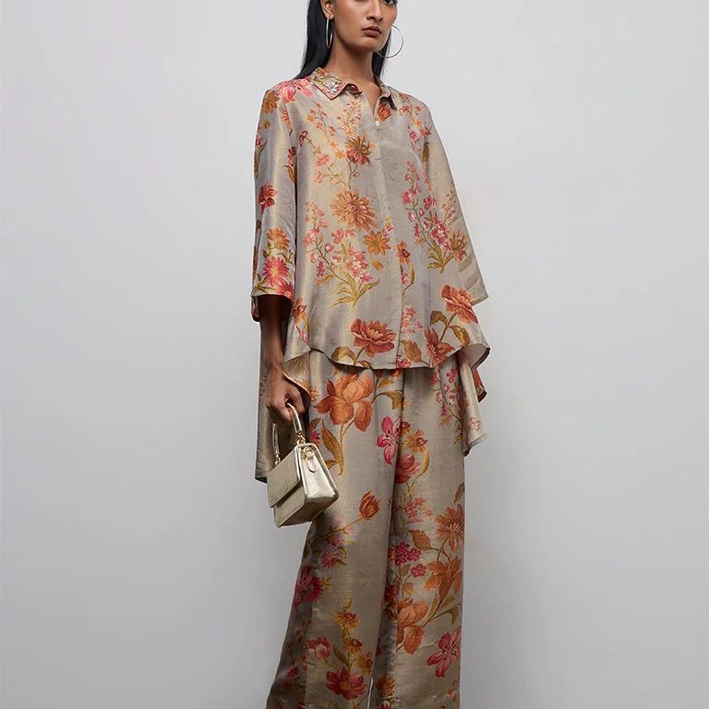 Vark Grey Floral Pattern Co-ord Set