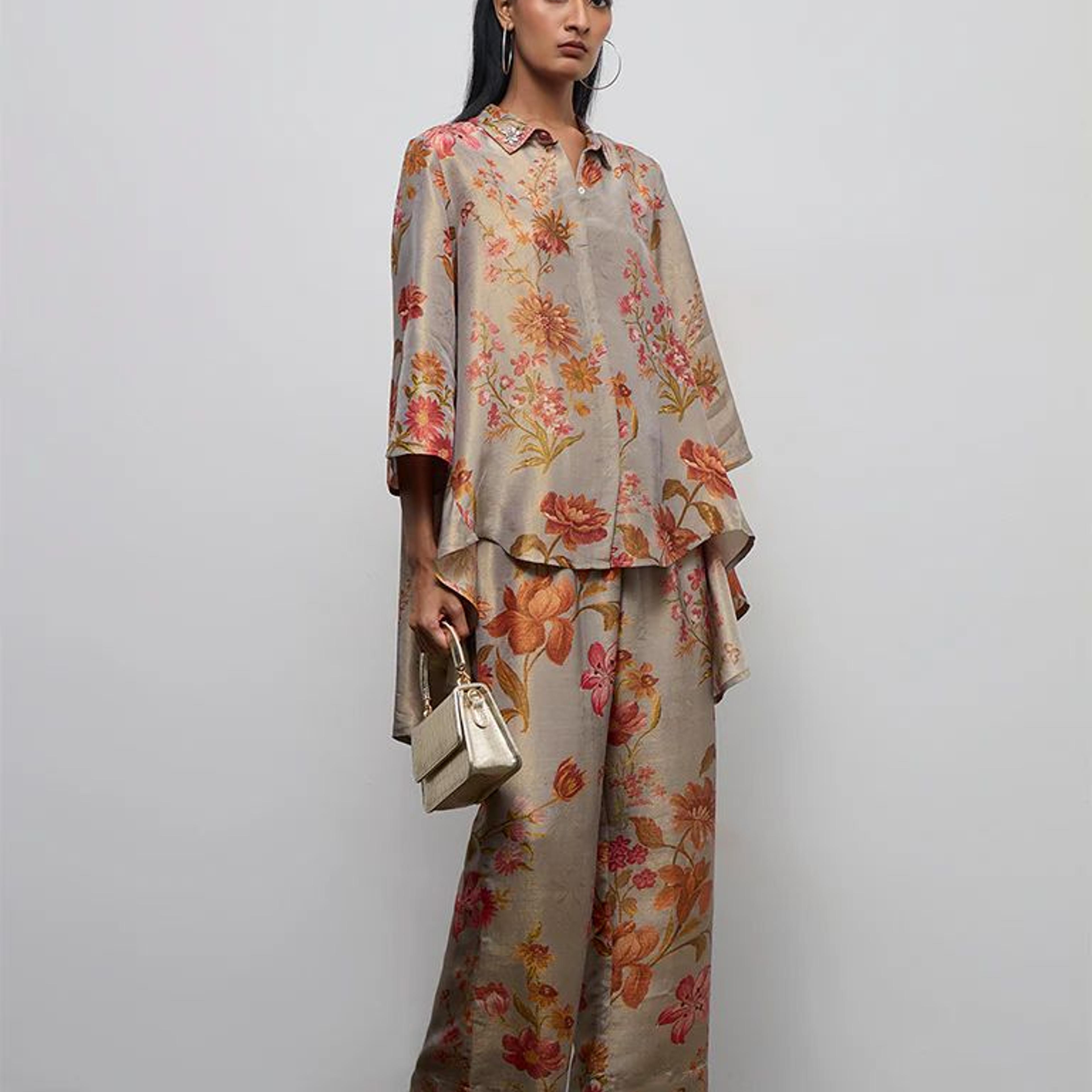 Vark Grey Floral Pattern Co-ord Set
