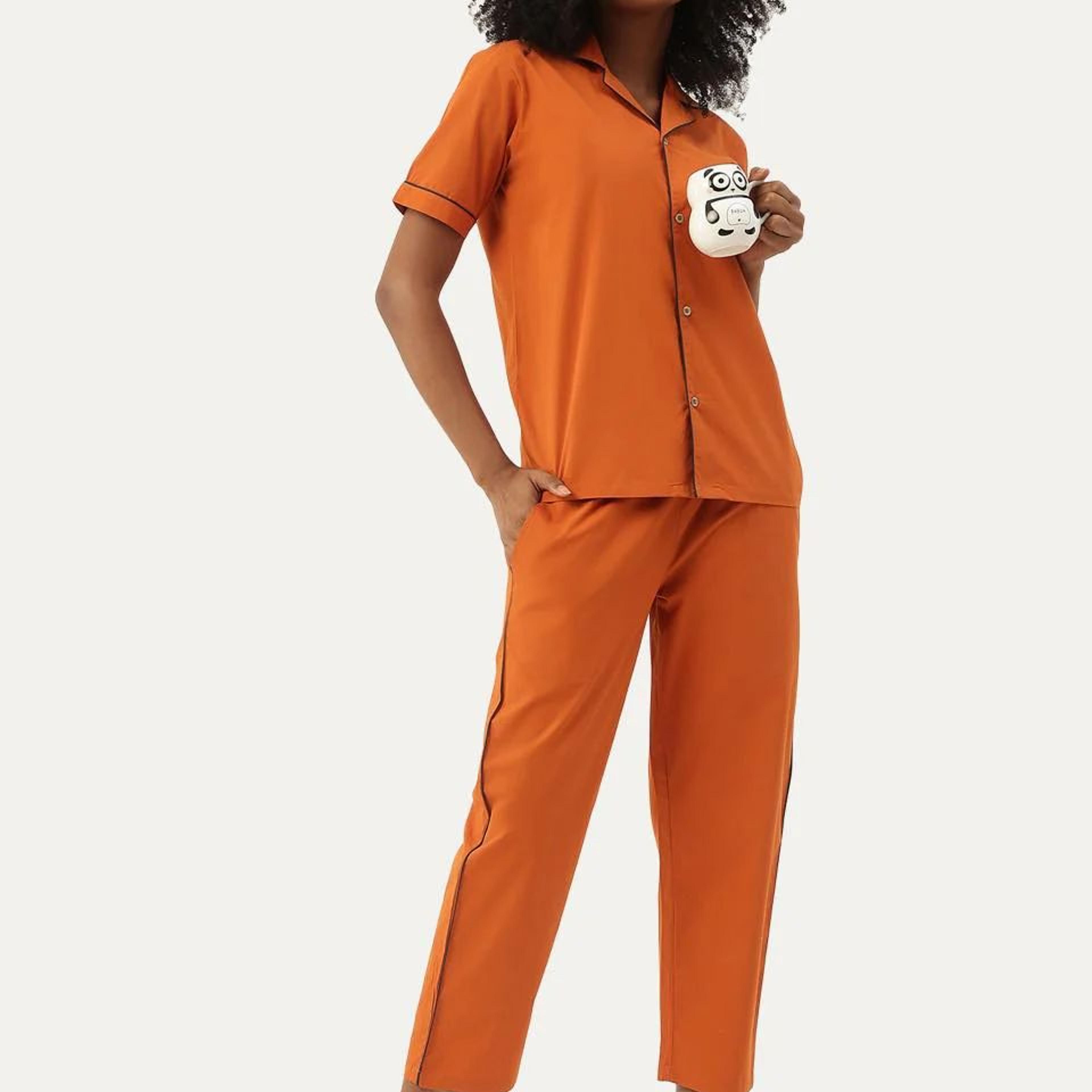 Women's Organic Cotton Solid Sleepsuit Set (Pack Of 1)