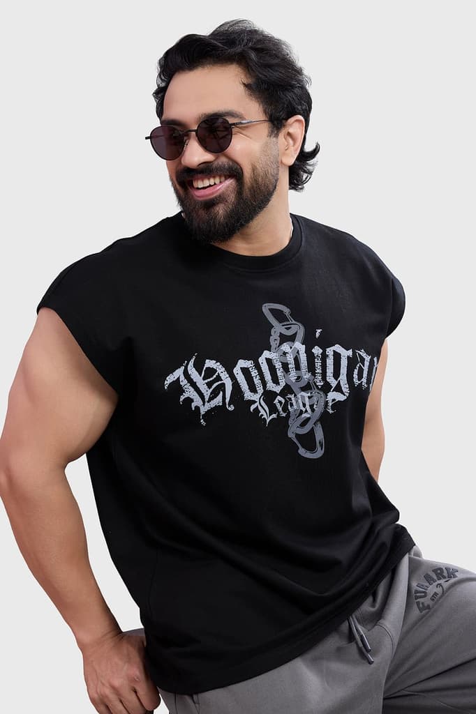 Hoonigans Capsleeves Tank Black — XS