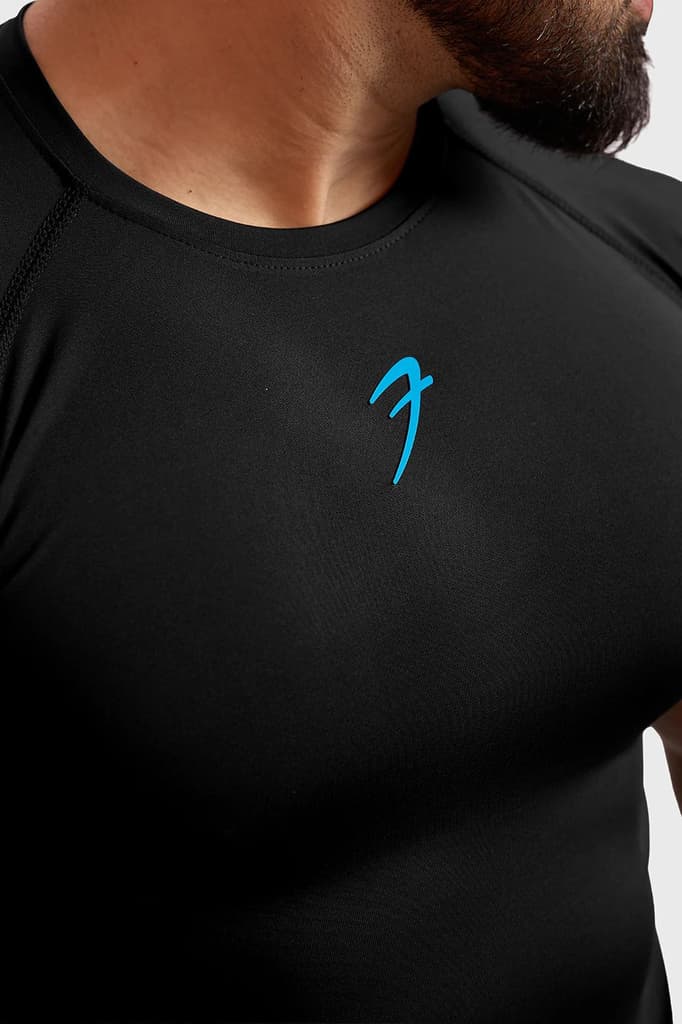 Compression T-shirt Black/ Blue Logo — photo 4