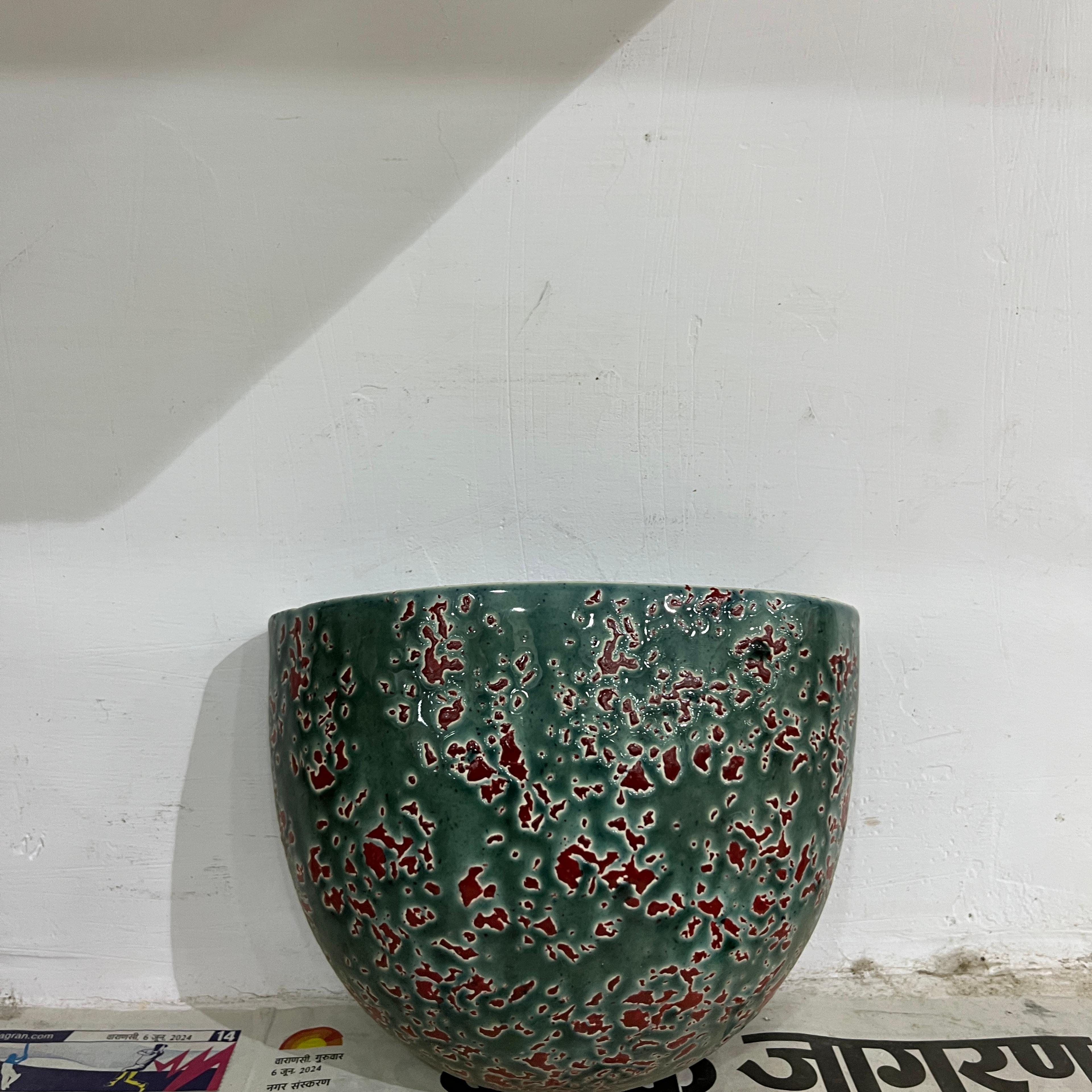 Green Mug with Red Design | Mug | Ceramic | Green and Red